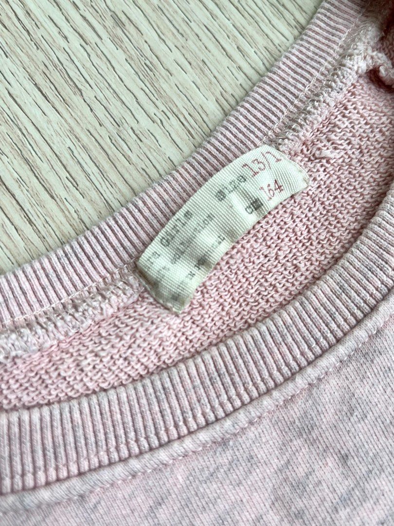 zara pink pullover jumper spellout M initial glitter sparkly long sleeved top