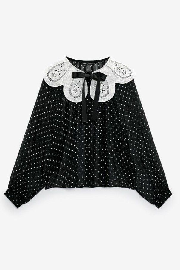 Zara contrasting polka dot top top