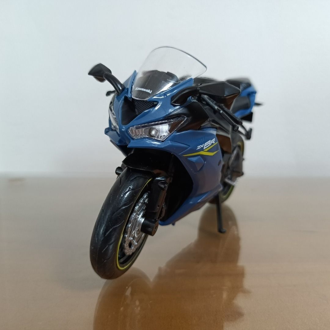 全新盒装現貨~1:12~川崎KAWASAKI ZX-6R 灰藍色模型車玩具兒童