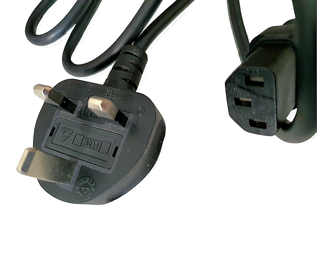 SG UK Plug 3 Pin C13 Power Cord 1.8M Computer Monitor TV Replacement AC Electrical Appliances Rice Cooker Hot Water Flask Steamboat Wall Power Cable With Fuse 13A BUY both for 9 Computers