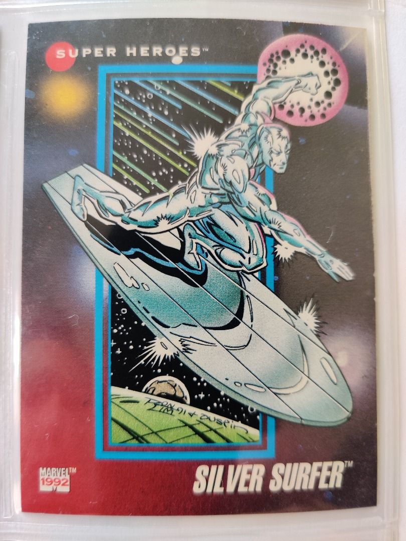1992 Impel Marvel Universe Series 3 Silver Surfer (Category: Vintage Collectibles) located in Kawit. Submitted by ryuko.matoi (Listing ID 1306778119, Image 1). Description: 1992 Impel Marvel Universe Series 3 Silver Surfer No reply means not interested No trade/swaps No reservation MOP - BDO & Cash Pick up location: Rosedale Residences, Barangay San Sebastian, Kawit Cavite..