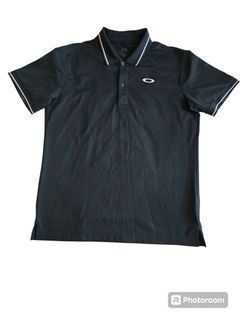 Auth Oakley Black Nylon Polo Shirt Medium