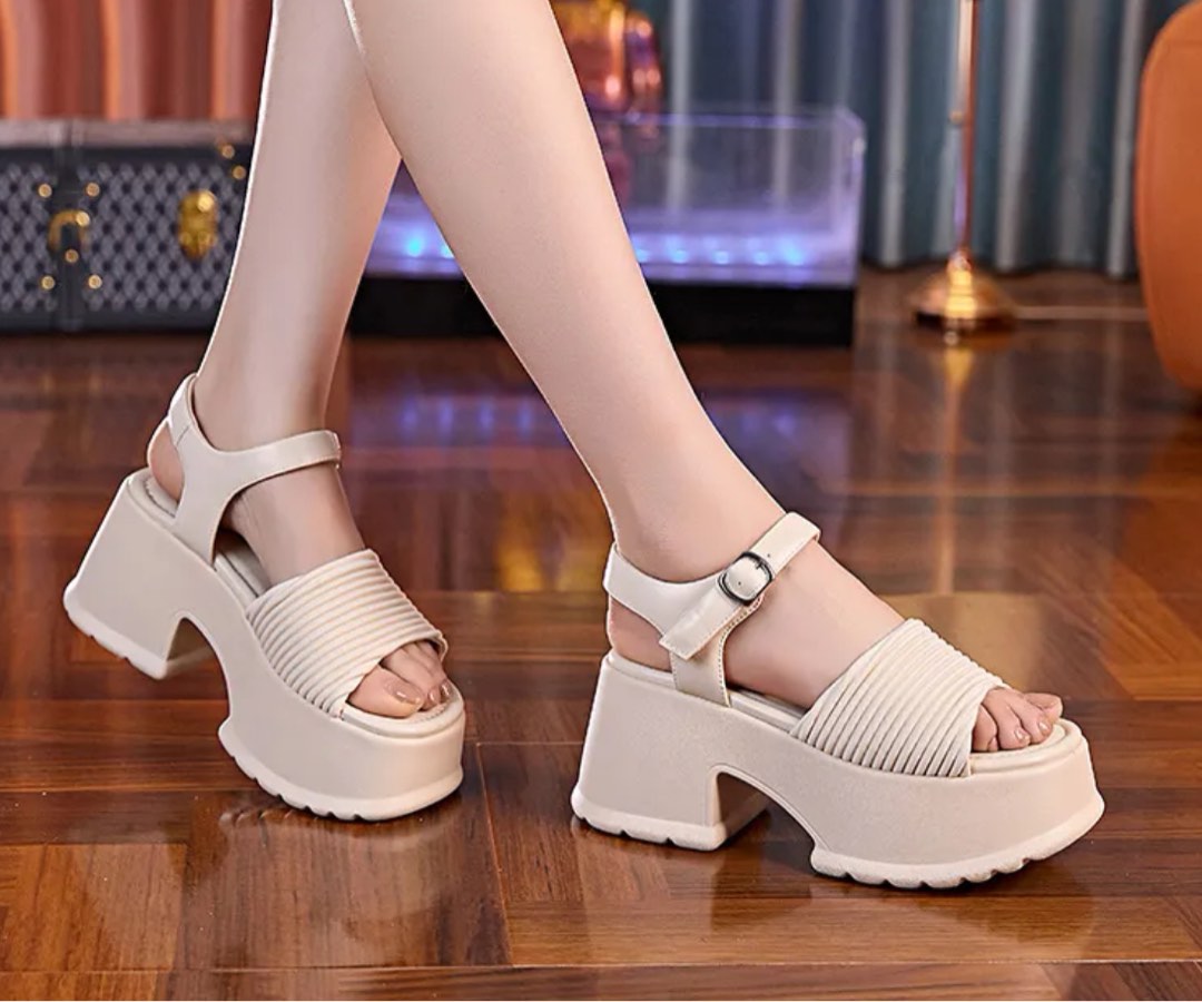 Beige Skin Colour Sandals Wedges