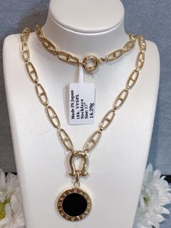 Black onyx bvl. Necklace 18k japan gold