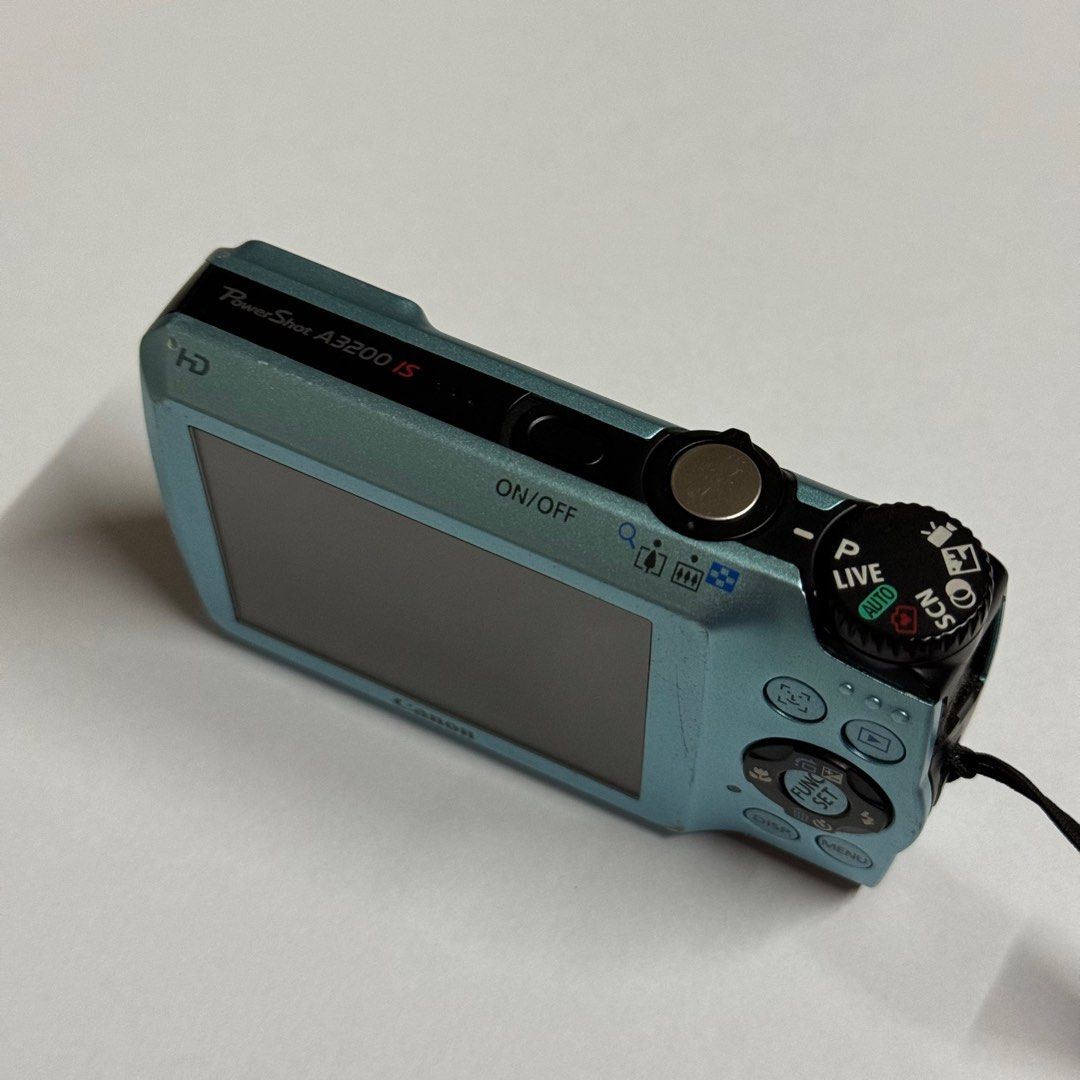 RARE Canon PowerShot A3200 Sky Blue Digital Camera (Category: Cameras) located in Manila. Submitted by doremicarteu (Listing ID 1306815877, Image 3). Description: kindly contact me via sms ! im currently on msg quota :( ꒰ canon powershot a3200 ꒱ ⤷ fully functional / no issues ⤷ vintage output (8/10 cosmetics) ⤷ sky blue color 🧜‍♀️🐬🩵 ⤷ inclus : cam, battery, universal charger, wrist strap dm for more info or follow @/doremicarteu on ig ◡̈ ⌗ wts