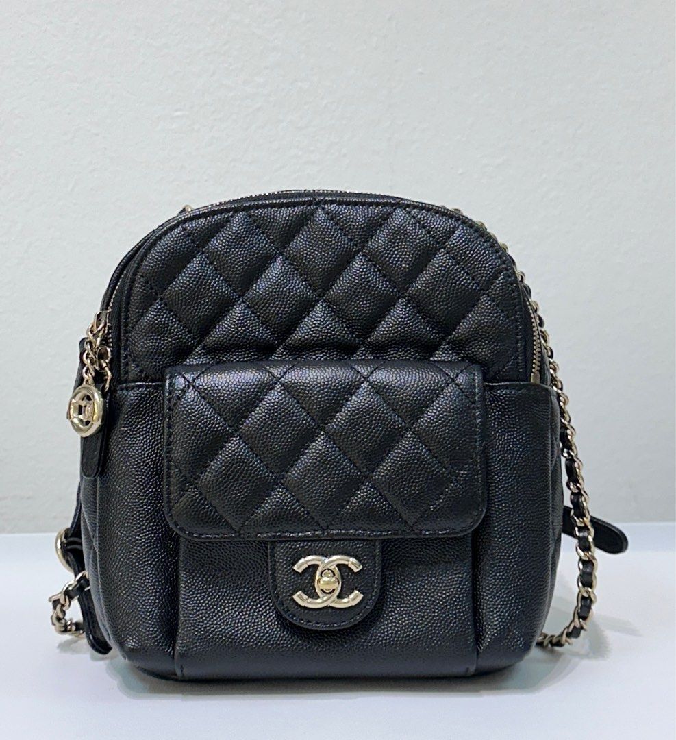 chanel cc day backpack quilted caviar mini Pink 1660206 Chanel Black Caviar Mini CC