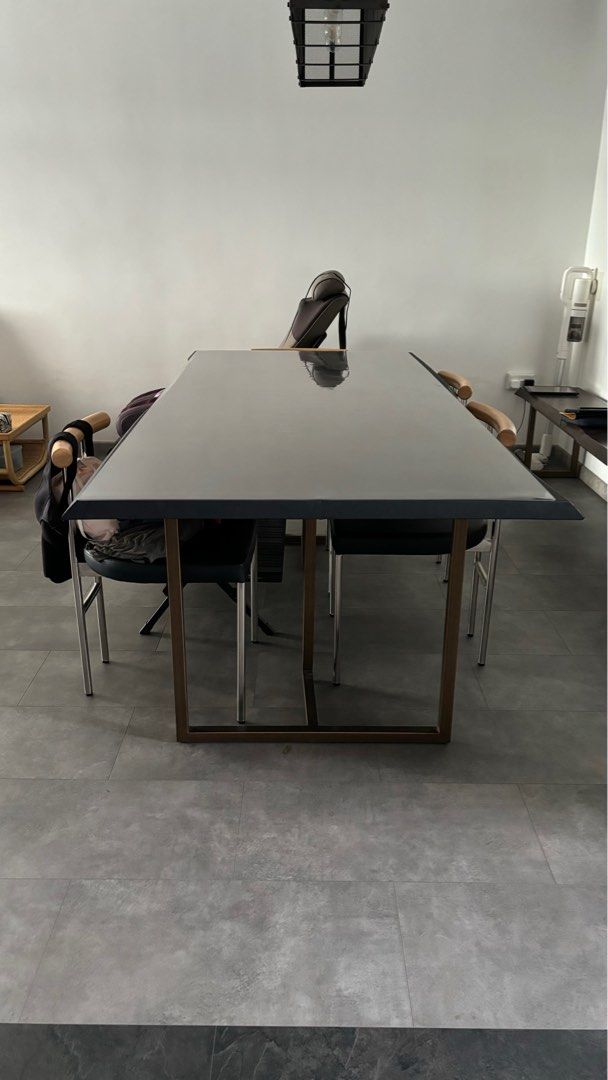 Dining Table Set (Category: Tables & Sets) located in Singapore. Submitted by txnc77 (Listing ID 1306772401, Image 1). Description: 2.1m dining table 210cm L 76cm H 99cm W Re-laminated with korea laminate 1.8m bench 180cm L 45.5cm H 37.5cm W Minor scratches .