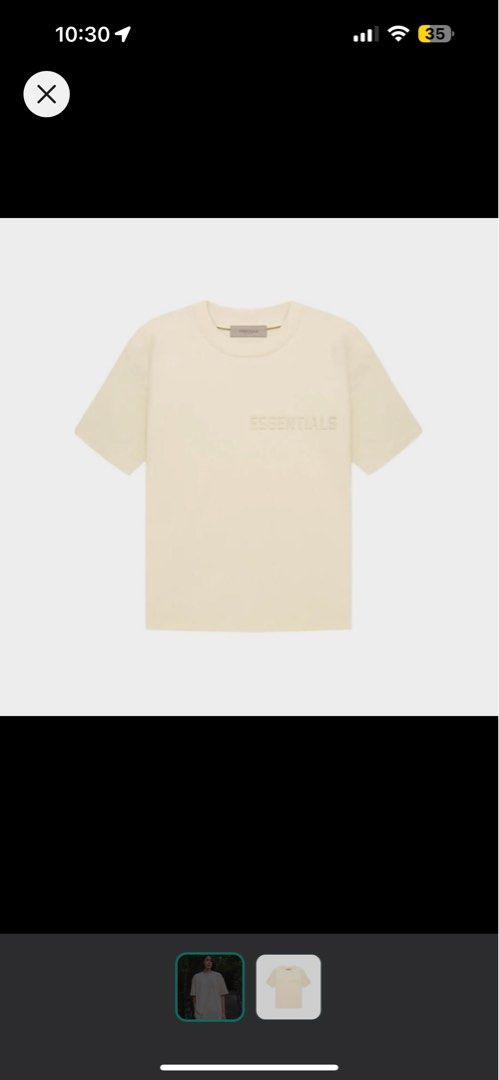 Essentials eggshell colour (Category: Tshirts & Polo Shirts) located in Singapore. Submitted by yonima (Listing ID 1306849058, Image 1). Description: Brand new with tags 100% Authentic.