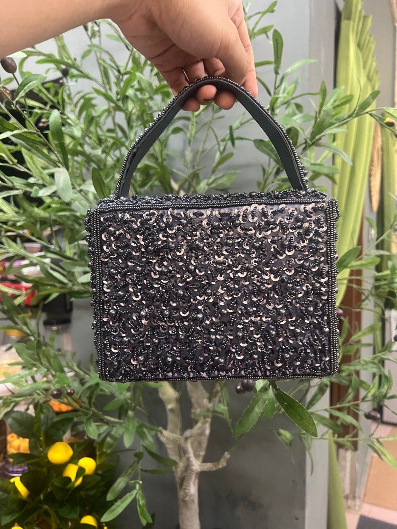Fancy Handmade Custom Sequin Beaded Small Handle HandBag