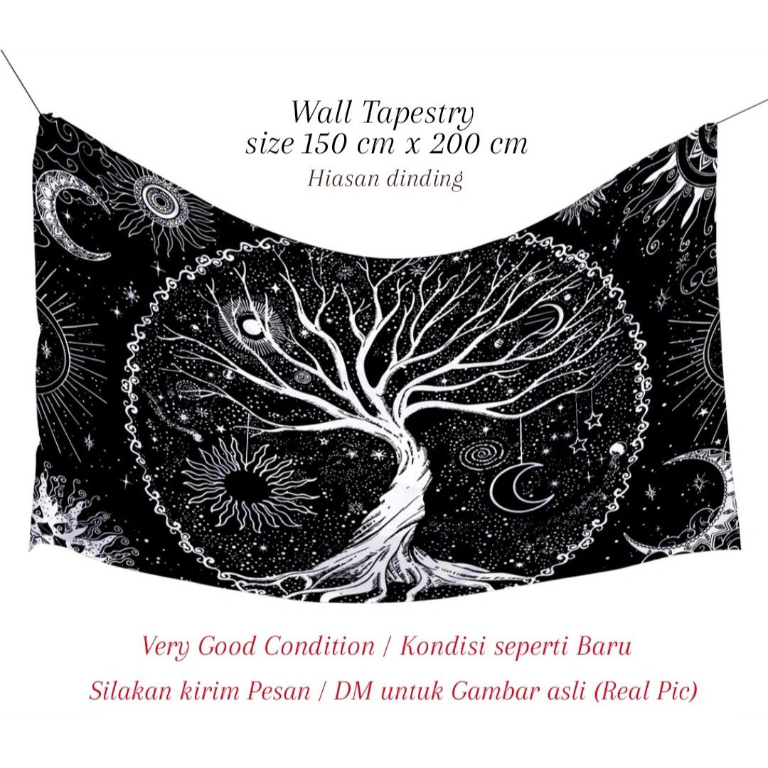 Graphic Wall Tapestry Aesthetic Black White Grunge Alt Goth e girl Punk Emo Hiasan Permadani Kain Dinding Kamar Fesyen Wanita Aksesoris di Carousell