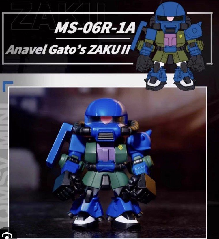 Gunpla OMSV Mini MS-06 Zaku II Variation #2 Bandai Namco Popmart Blind Box Mini Figurine (Category: Designer & Blind Box Toys) located in Singapore. Submitted by ticklepickles (Listing ID 1306765210, Image 2). Description: Box is opened but figurine is still brand new and sealed. Selling as i already have the same one. +$2 for tracked mailing , open to meetups too..