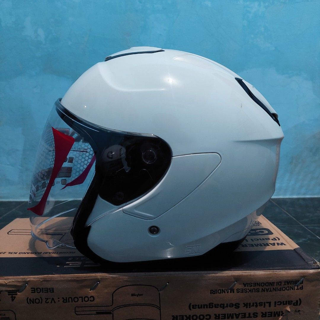 Helm kyt kyoto putih white solid original, Motor di Carousell