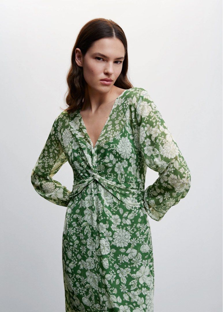 Mango flower chiffon dress sales