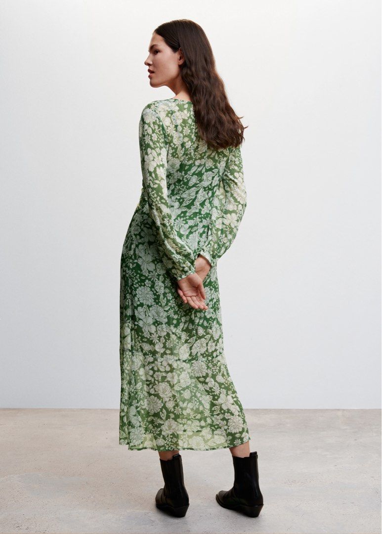 Mango flower chiffon dress best sale