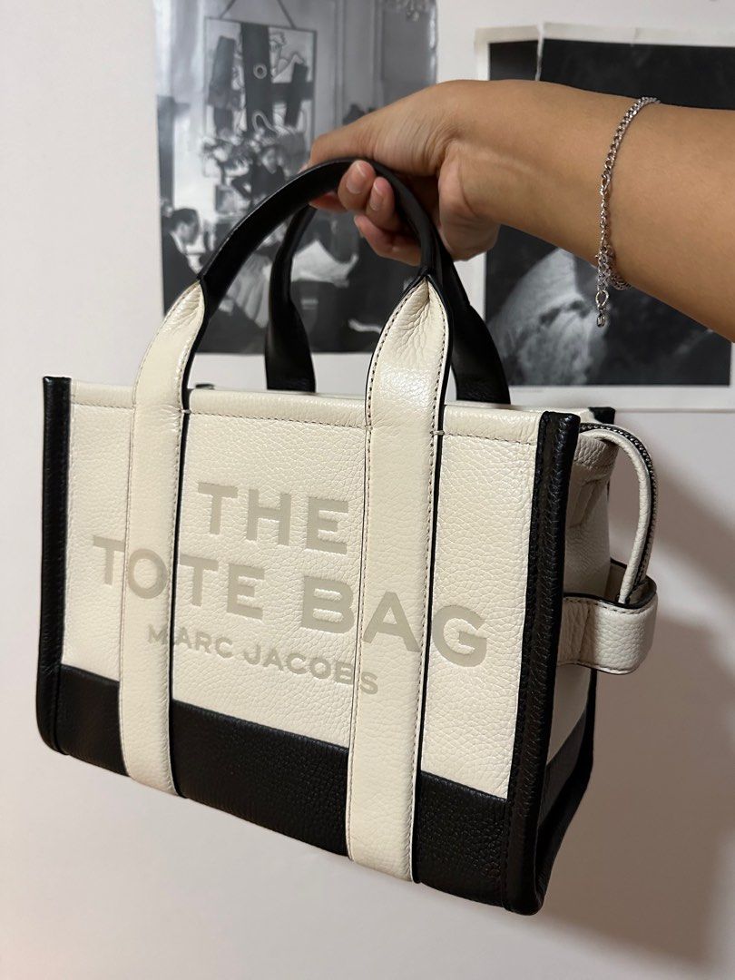 MARC JACOBS THE TOTE BAG レザー IVORY MULTI MARC JACOBS Grained Calfskin Colorblock Mini The Tote Bag