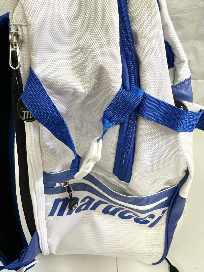 Marucci Dynamo Bat Pack, Baseball Backpack, Baseball Bag (Category: Backpacks) located in Pasay City. Submitted by jen.pen (Listing ID 1306752989, Image 3). Description: Marucci Dynamo Bat Pack, Baseball MLB Backpack, White/Royal Blue *Note - Item new but has stain at bottom and one of the side latches thread has come undone. Please see pics Make your move. The Dynamo Bat Pack keeps your gear organized with dedicated compartments for sunglasses, 