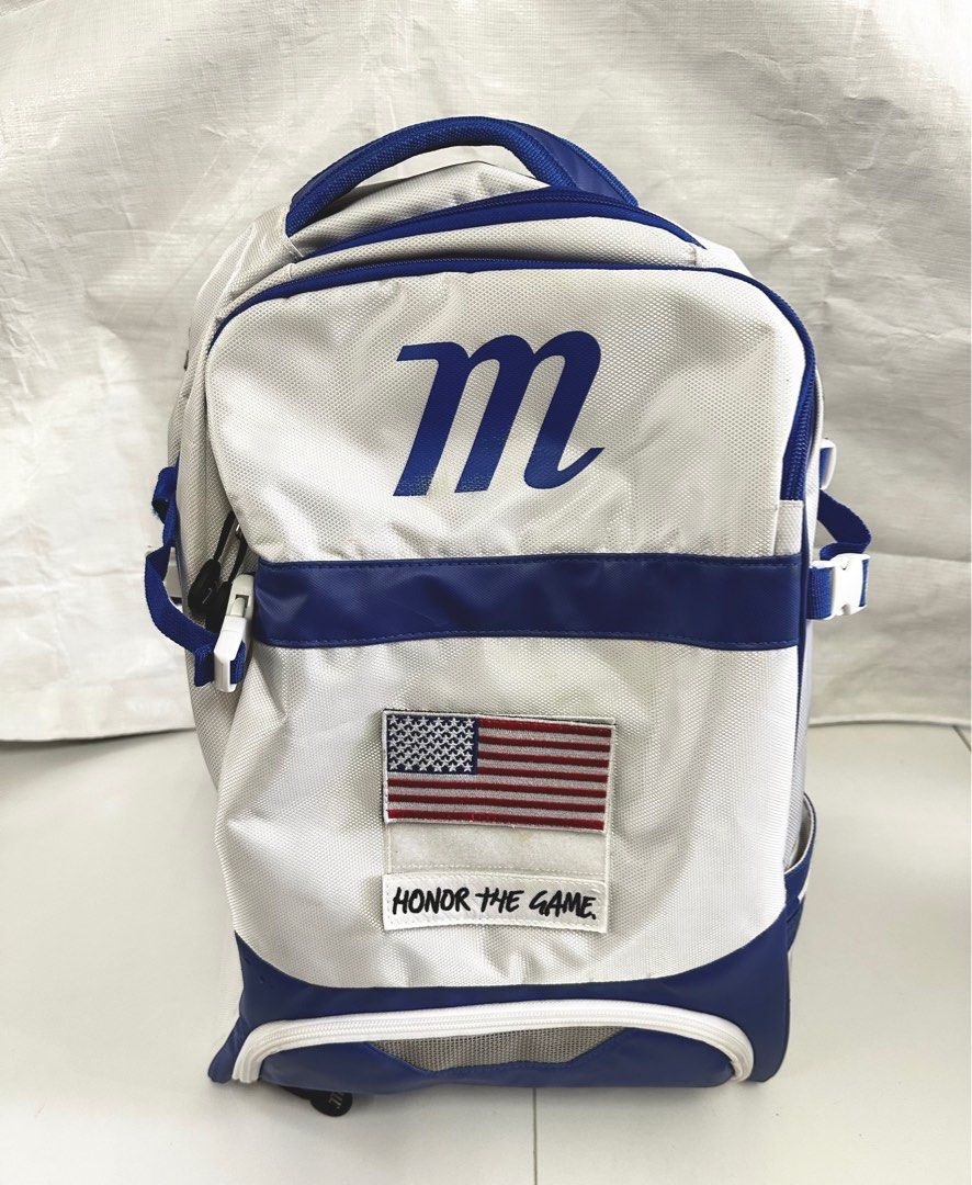 Marucci Dynamo Bat Pack, Baseball Backpack, Baseball Bag (Category: Backpacks) located in Pasay City. Submitted by jen.pen (Listing ID 1306752989, Image 1). Description: Marucci Dynamo Bat Pack, Baseball MLB Backpack, White/Royal Blue *Note - Item new but has stain at bottom and one of the side latches thread has come undone. Please see pics Make your move. The Dynamo Bat Pack keeps your gear organized with dedicated compartments for sunglasses, 