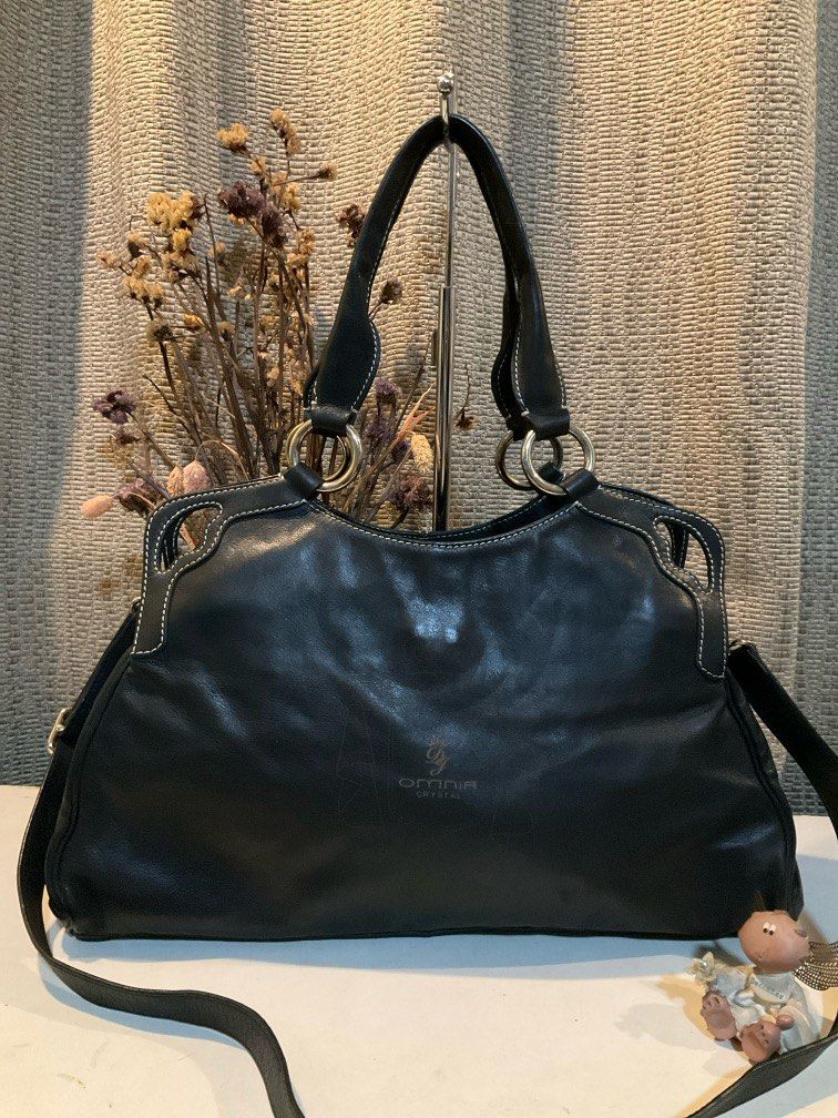 Omnia Crystal Black Soft Leather 2way Women s Fashion Bags Wallets Shoulder Bags on Carousell