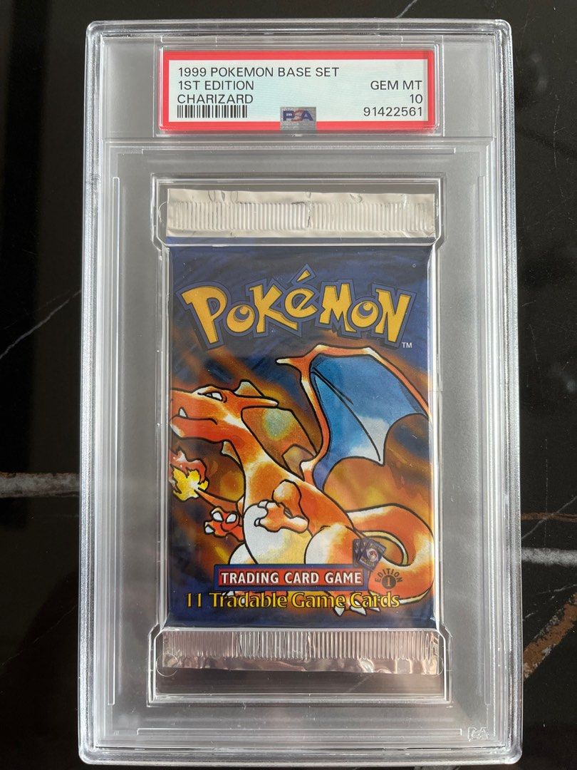 PSA 10] 1st Edition 1999 Pokemon Base Set Graded Booster Pack Slab  (Charizard artwork), Hobbies & Toys, Toys & Games on Carousell
