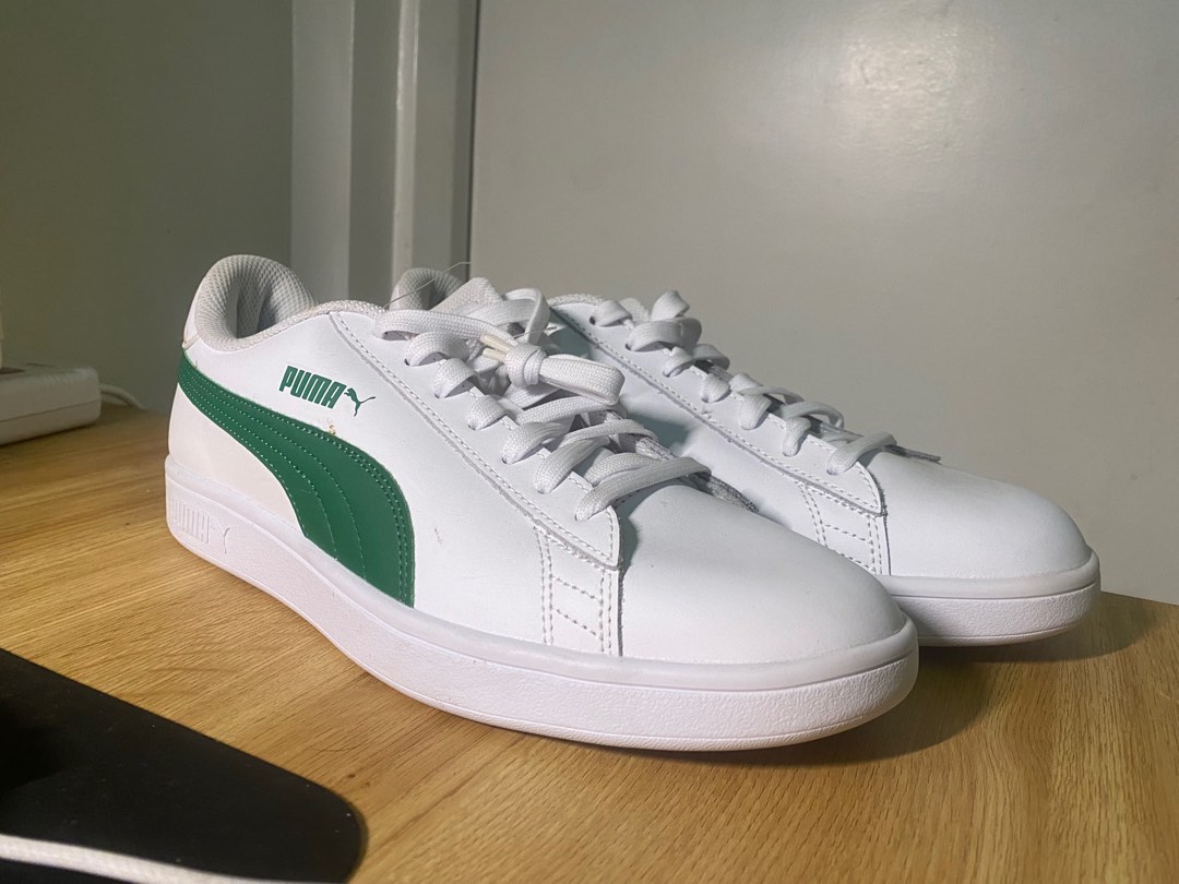 Puma Smash V2 L White and Army Green Sneakers US 10 Men s Fashion Footwear Sneakers on Carousell
