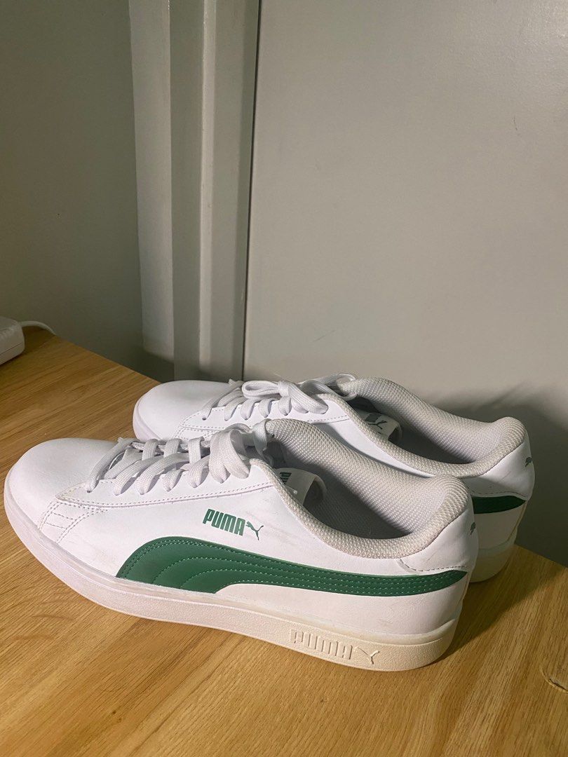 Puma Smash V2 L White and Army Green Sneakers US 10 Men s Fashion Footwear Sneakers on Carousell