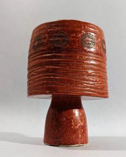 Red-orange Stoneware Ikebana Vase