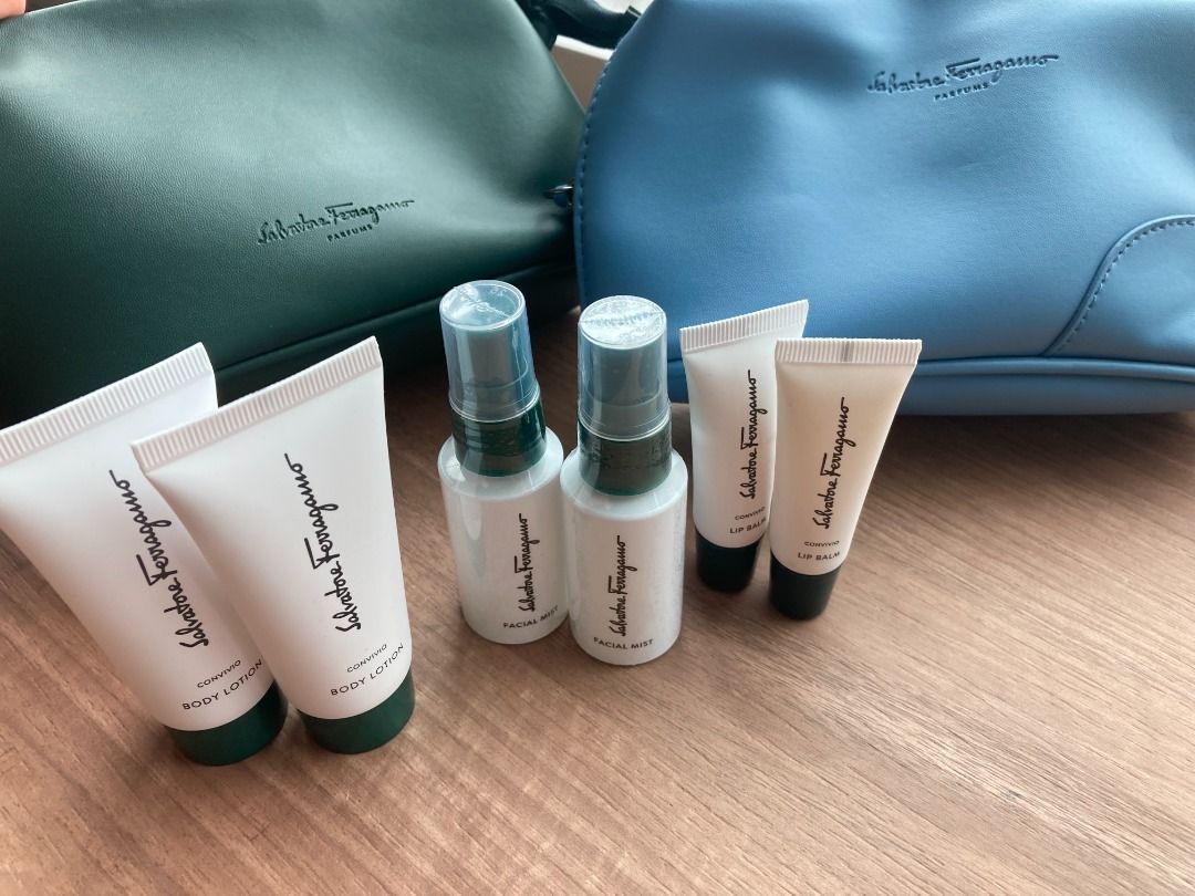 SALVATORE FERRAGAMO vanity bags with beauty products body lotion facial mist lip balm Luxury Accessories on Carousell