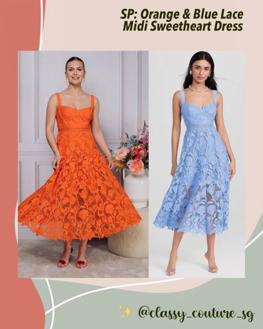 self portrait orange lace midi dress Self Portrait Azaelea Floral-Lace Midi Dress