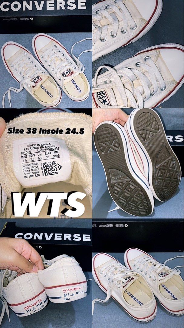 Sepatu Converse original size 38 Insole 24.5 warna putih white Fesyen Wanita Sepatu di Carousell