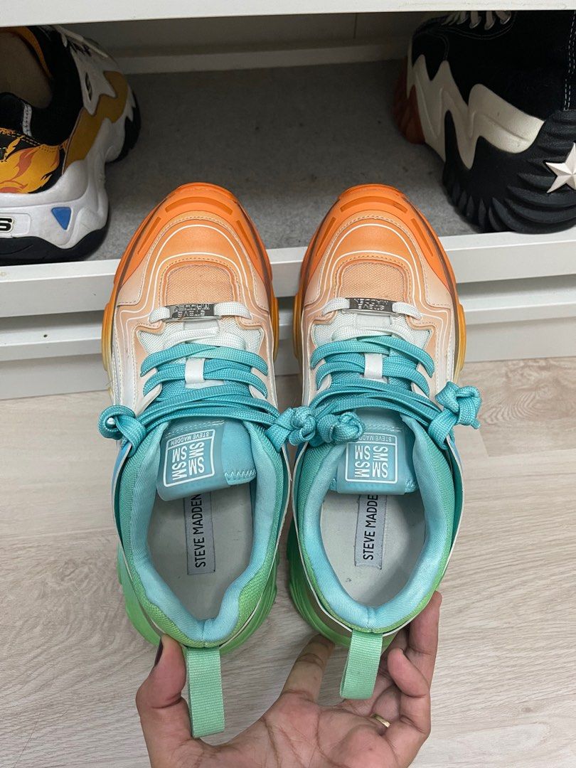 Steve Madden Sneakers Size 8.5 in Orange Multi Women s Fashion Footwear Sneakers on Carousell