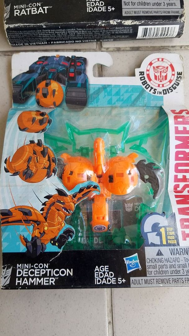 Transformers Robots in Disguise Mini-cons set (Category: Action & Battle Toys) located in Quezon City. Submitted by nextnoel (Listing ID 1306794178, Image 3). Description: Transformers Robots in Disguise Mini-cons set = 1000 - includes Velocirazor, Overload, Ratbat and Hammer only. - Sawback & Beastbox were sold separately. - card/packaging with visible wear, but items are in excellent condition. Meet-ups can be arranged, but pick-up through cour