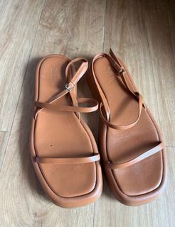 Zara Leather Platform Sandal in Tan