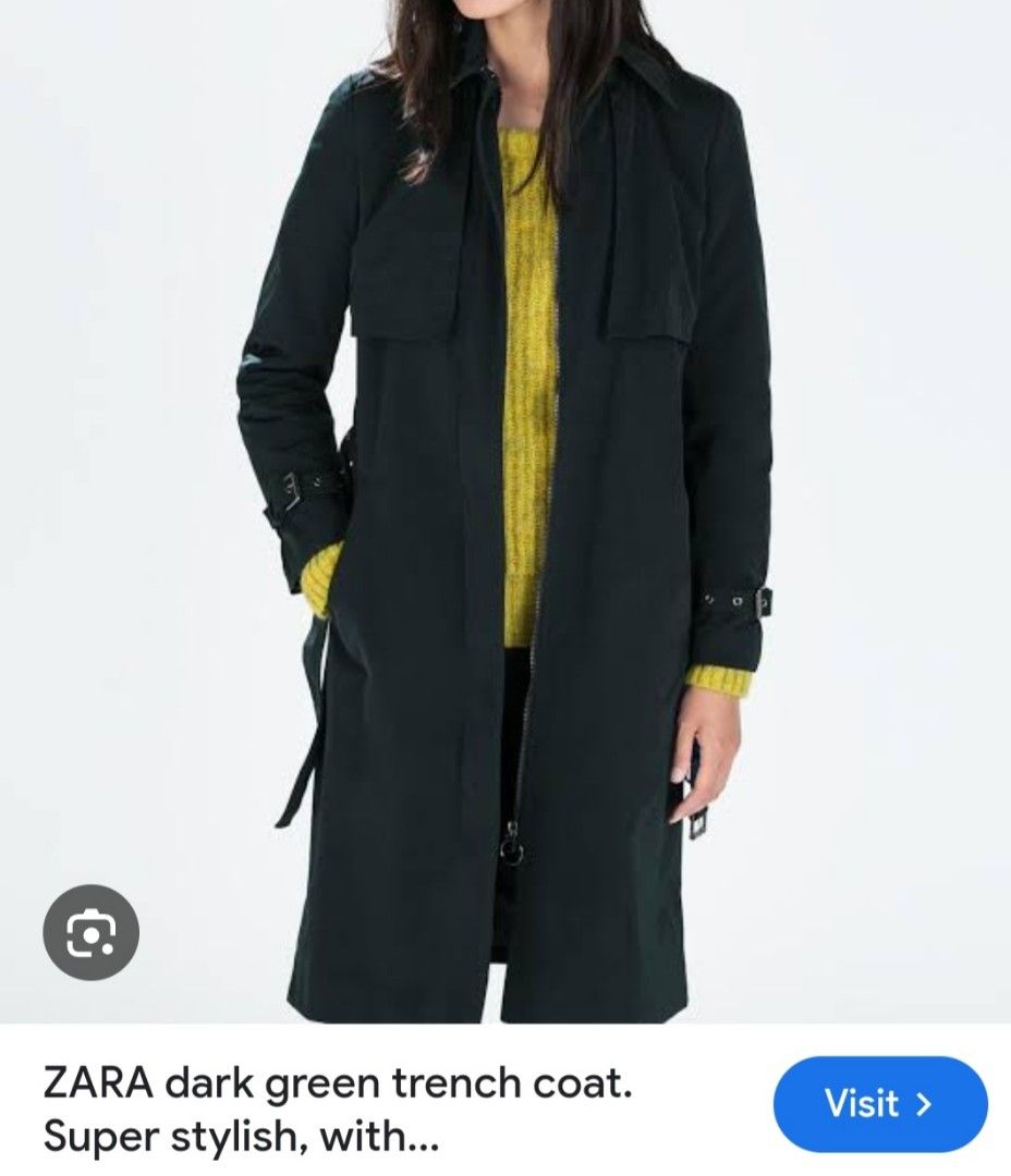 Zara dark green coat sale