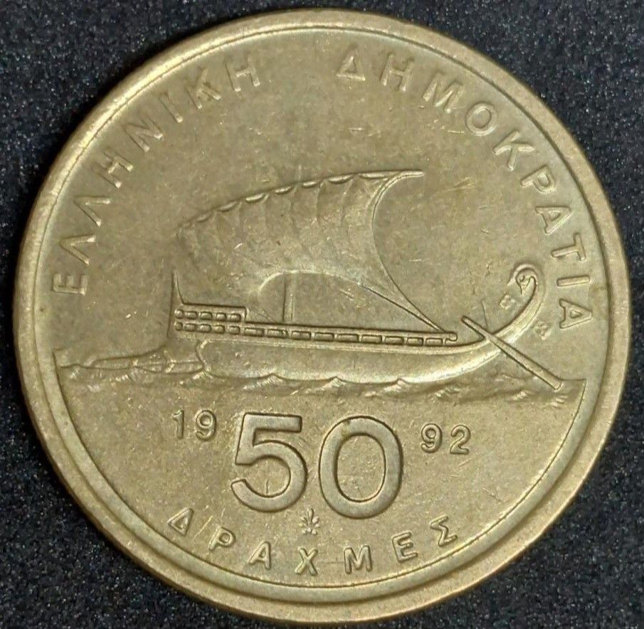 1992 ) 希臘50 德拉克馬( 流通幣), 興趣及遊戲, 收藏品及紀念品, 錢幣- Carousell