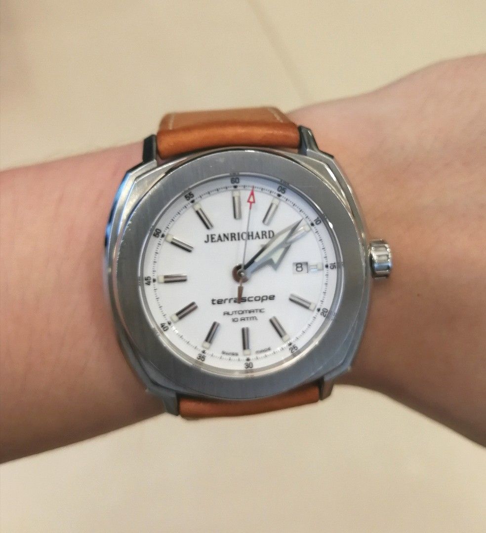 Automatic JeanRichard Terrascope (Category: Luxury Watches) located in Manila. Submitted by closetzoneph (Listing ID 1311543463, Image 1). Description: Automatic JeanRichard Terrascope P50,000 Description: - Sister company of Girard Perregaux - All original watch head and strap. Comes with box, papers & receipt (bought 2017) - Model - 60500-11-701-HDC0 - Antireflective sapphire crystal - Luminous indexes and hands - With date at 6o'clock (Quickse