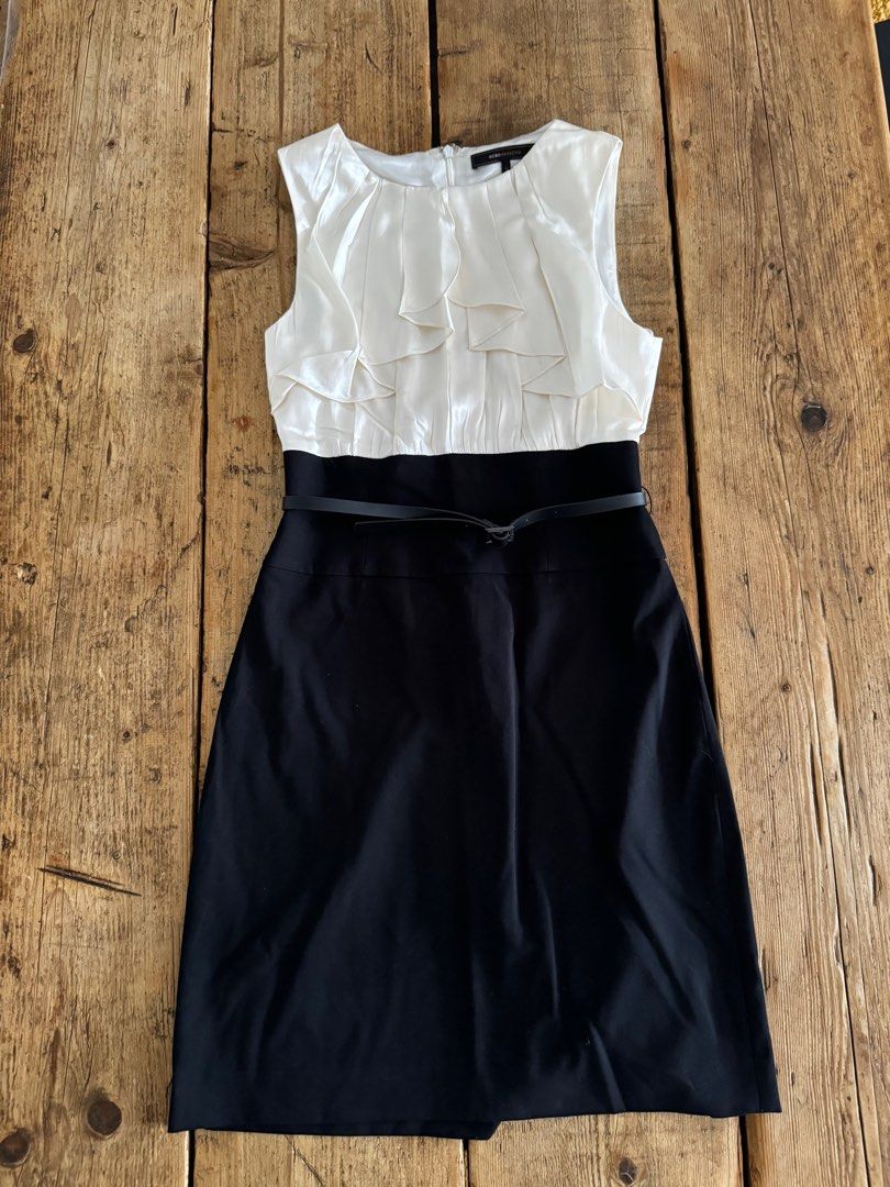black and cream pencil dress Kensington Black & Cream Ribbed Viscose Pencil Dress | Rumour London