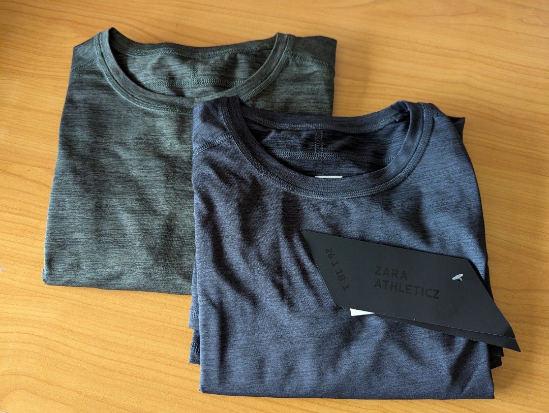 BNWT Navy Blue Green Zara stretchy gym wear tshirt U.P. 41