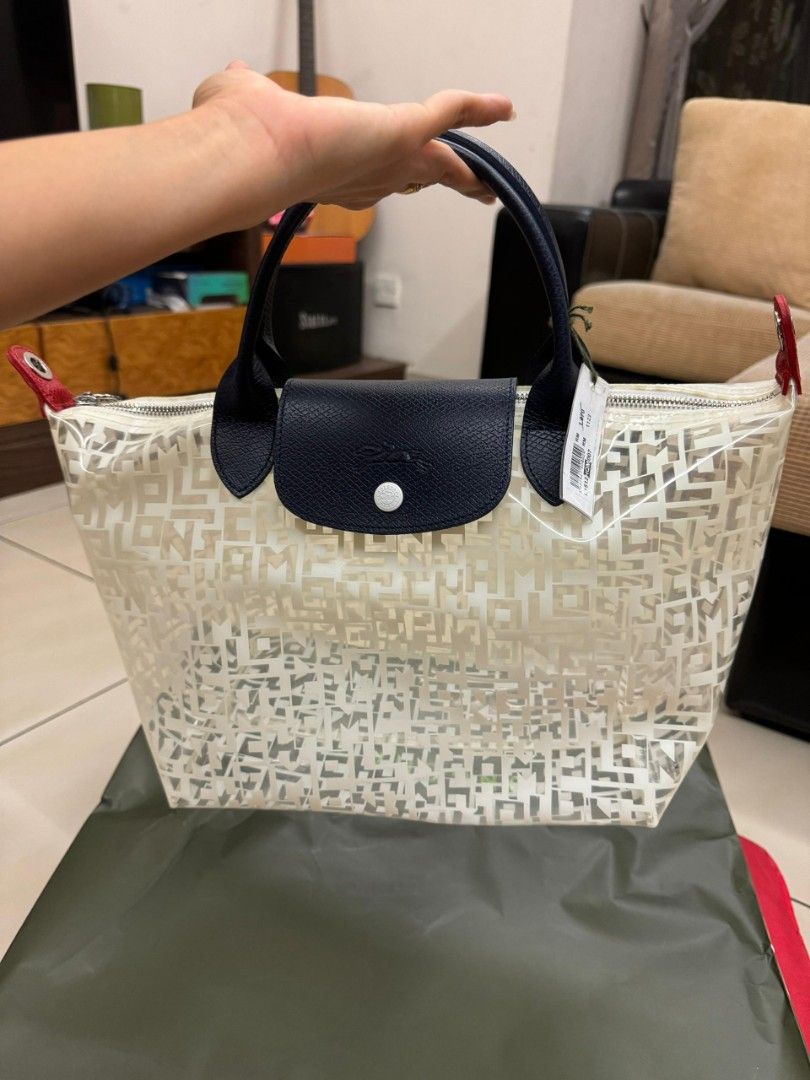 Brand New Long Champ Le Pliage LGP Top Handle Bag Transparent White Luxury Bags Wallets on Carousell