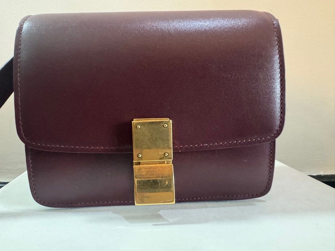 Celine burgundy box bag on sale