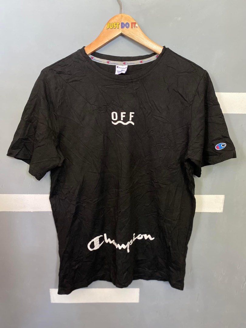 CHAMPION X OFF WHITE TEE (Category: Tshirts & Polo Shirts ) located in Baguio. Submitted by mowears (Listing ID 1311696684, Image 1). Description: champion x off white shirt 19x26 not sure if legit .