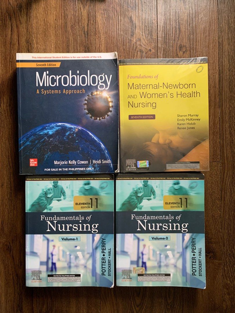 First Year Nursing Books (Category: Textbooks) located in Manila. Submitted by kurbym (Listing ID 1311565767, Image 1). Description: First year nursing books - Microbiology (2 books avail) - Foundations of Maternal-newborn and women’s health nursing - Fundamentals of Nursing V1 & 2 Used but not abused Pm for more info.