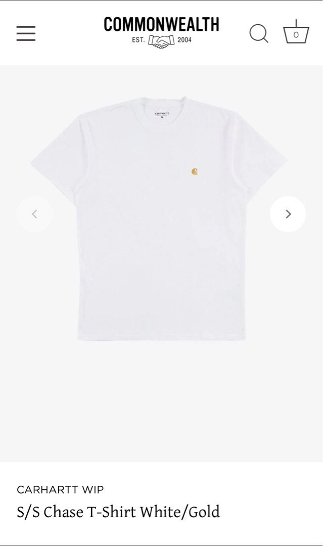 For Sale Carhartt Chase Tshirt White Gold Men s Fashion Tops Sets Tshirts Polo Shirts on Carousell