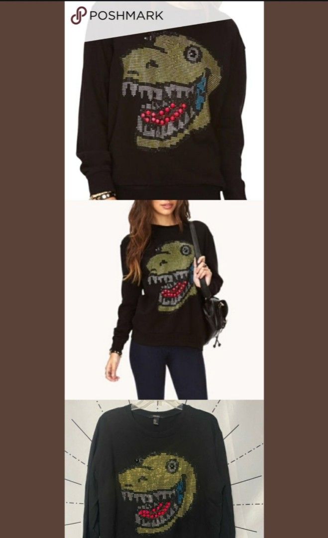 Forever 21 Studded Dinosaur Sweatshirt