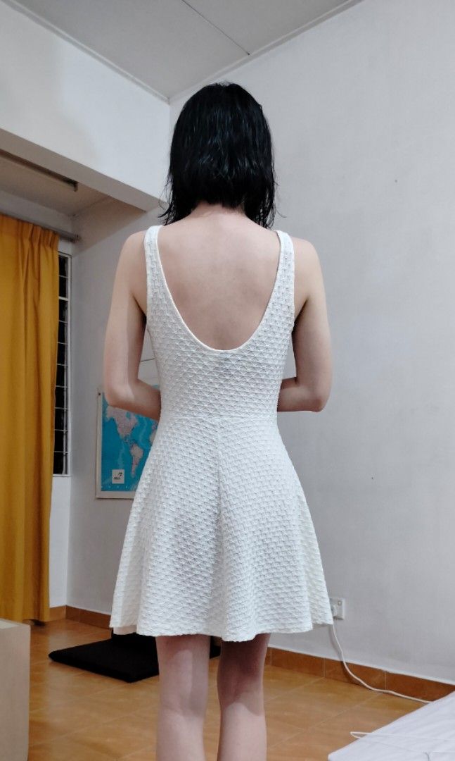 H&m white skater dress clearance