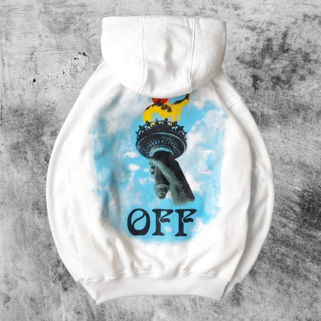 Hoodie Off White Liberty Putih Fesyen Pria Pakaian Baju Luaran di Carousell