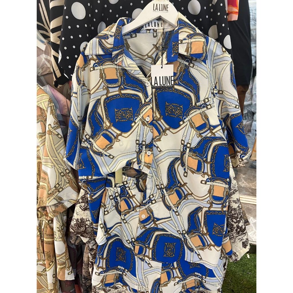 LALUNE Bangkok Printed Shirt And Shorts Coordinates Set, Women's ...