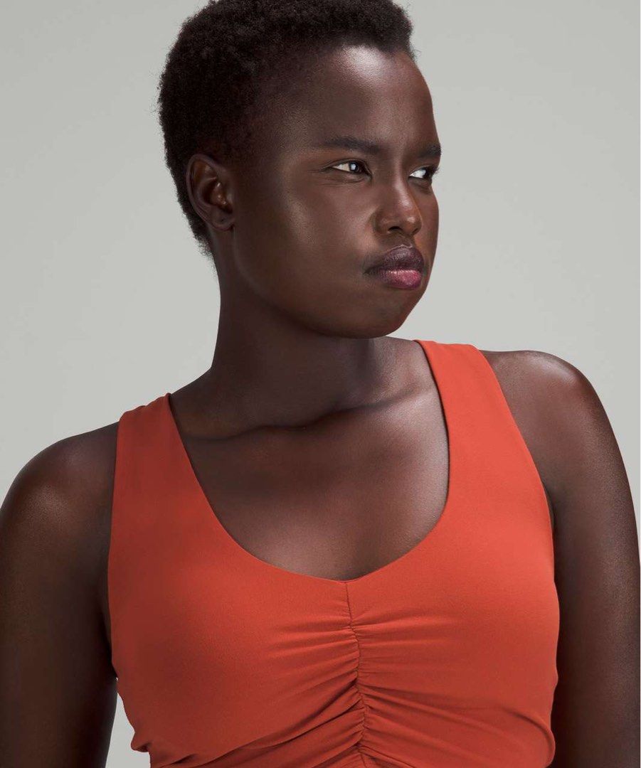 Lululemon Ruched Nulu Longline Yoga Bra Light Support B C Cup Cayenne 4