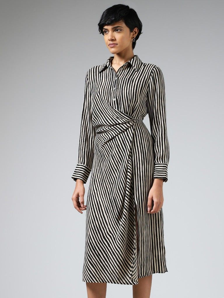 mango striped satin dress MANGO Striped Satin Dress