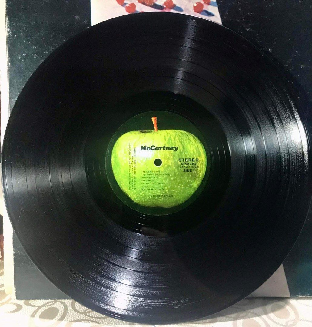 McCartney Vinyl LP (Category: Vinyls) located in Angeles City. Submitted by lensongsong (Listing ID 1311703142, Image 3). Description: Php750.00 free shipping Cover: Gatefold Apple Records STAO 3363 No Skips Recorded in England Instruments and Voices by Paul McCartney Harmonies by Linda McCartney Tracklist: Side 1 The Lovely Linda That Would Be Something Valentine Day Every Night Hot As Sun / Glasses Junk Man We Was Lonely Side 2 Oo You Momma Mis