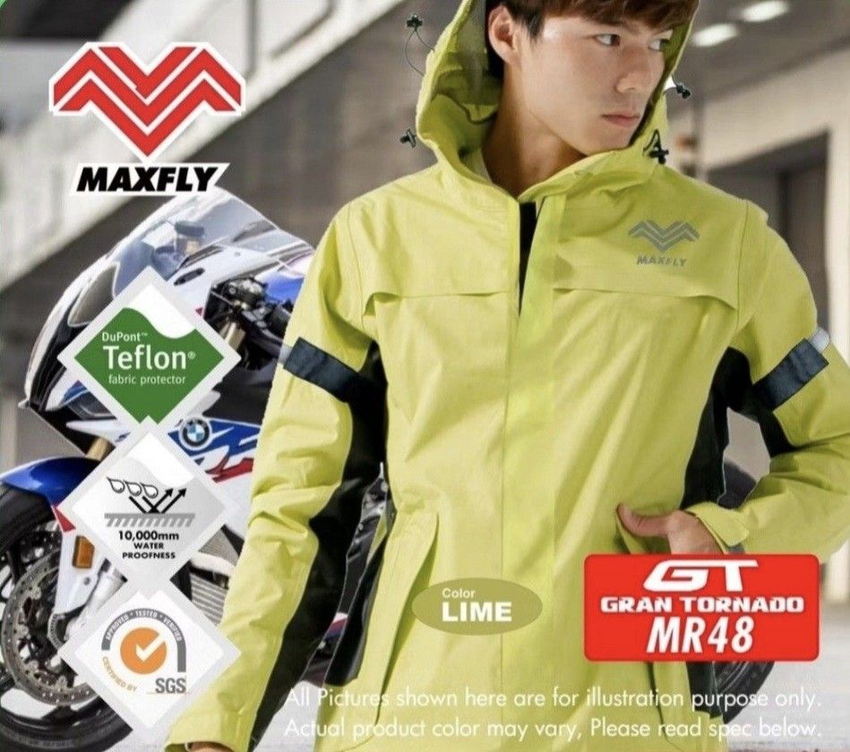 Motorcycle rain jacket Size L Maxfly Teflon coating Motorcycles Motorcycle Apparel on Carousell